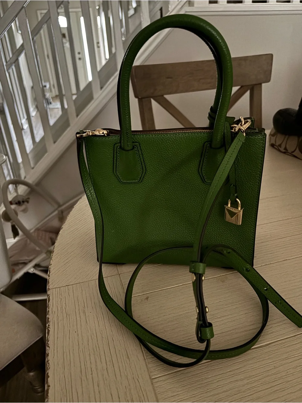 Michael Kors Green Pebbled Leather Satchel - Picture 2 of 2